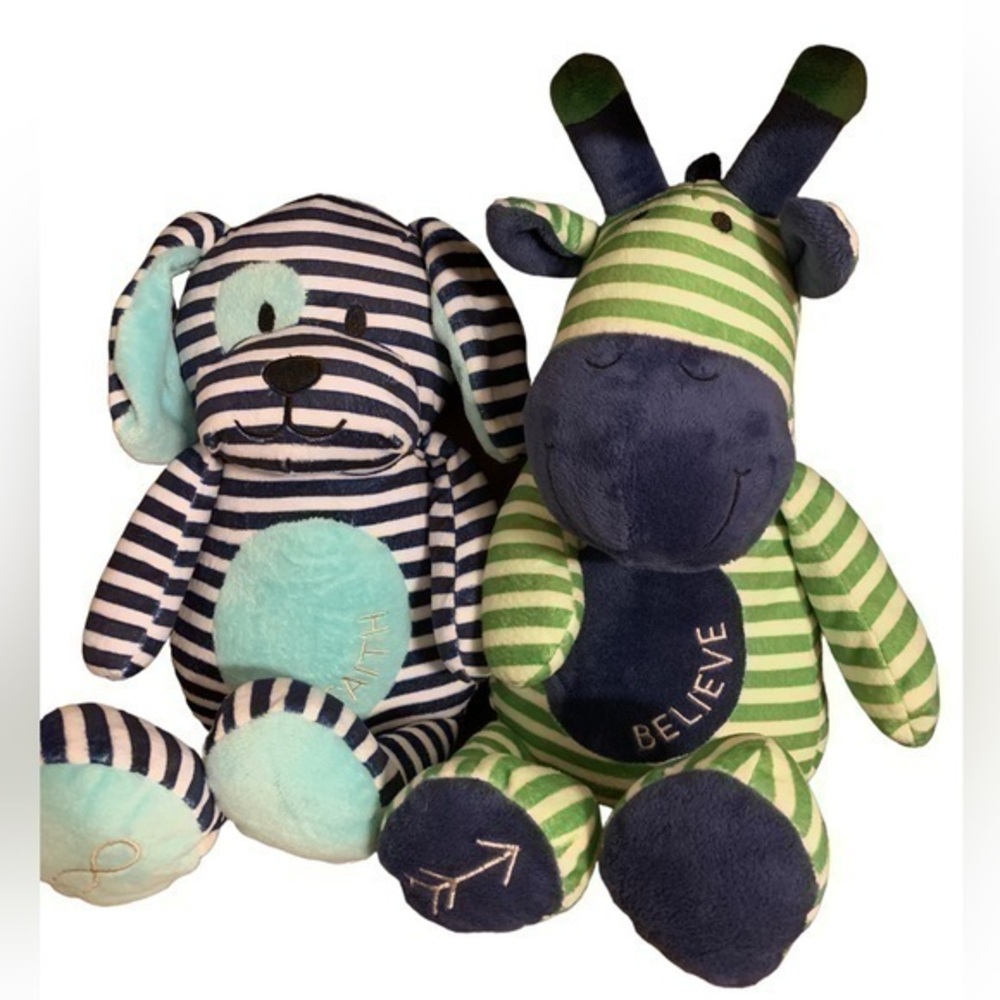 Bello Tunno Poetic Plush Striped Giraffe and Puppy Stuffed Animal Set NWOT